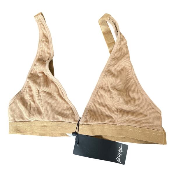 Nasty Gal Rib High Triangle Apex NWT Tan Medium - Picture 1 of 6